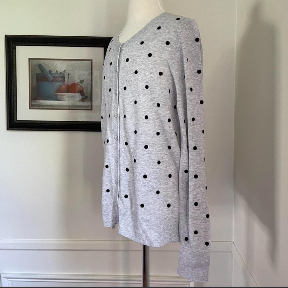 Gray Old Navy Vintage Polka Dot Cardigan